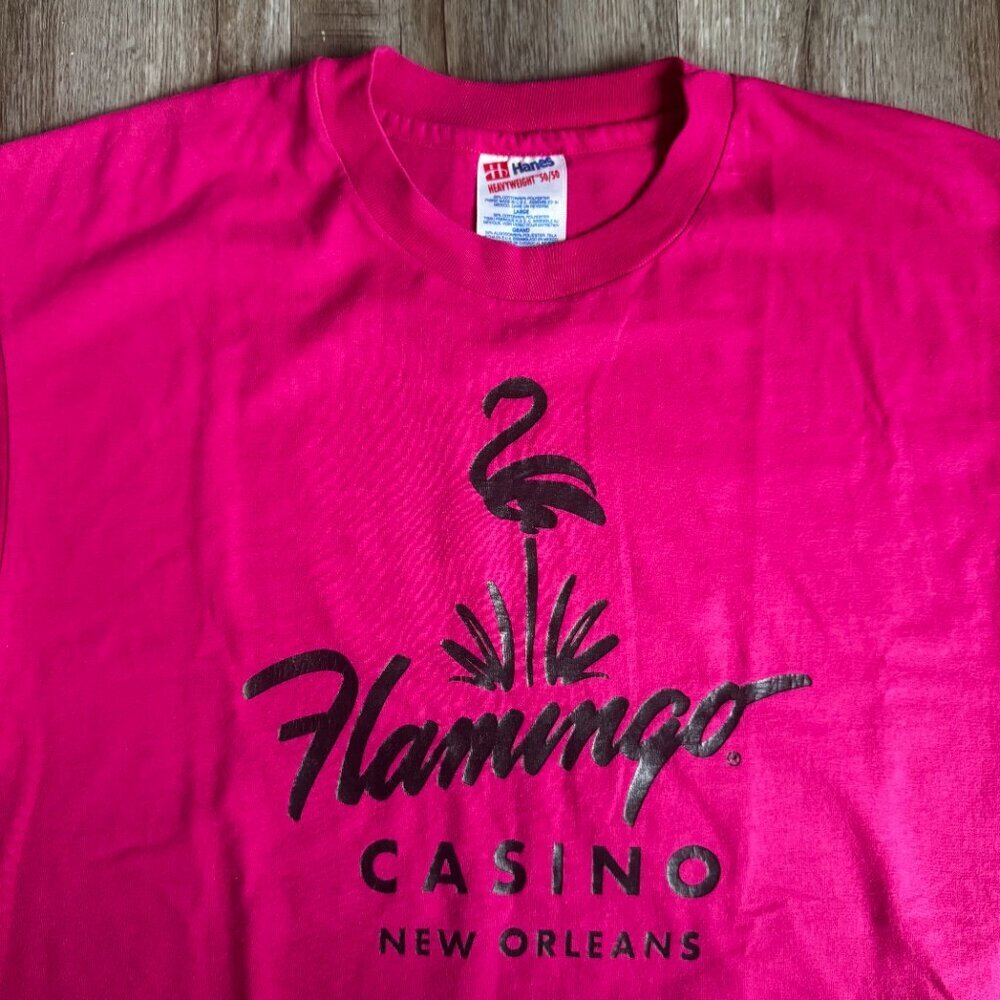 Vintage New Orleans Flamingo Casino T-Shirt - size Large single stitch - Picture 2 of 4